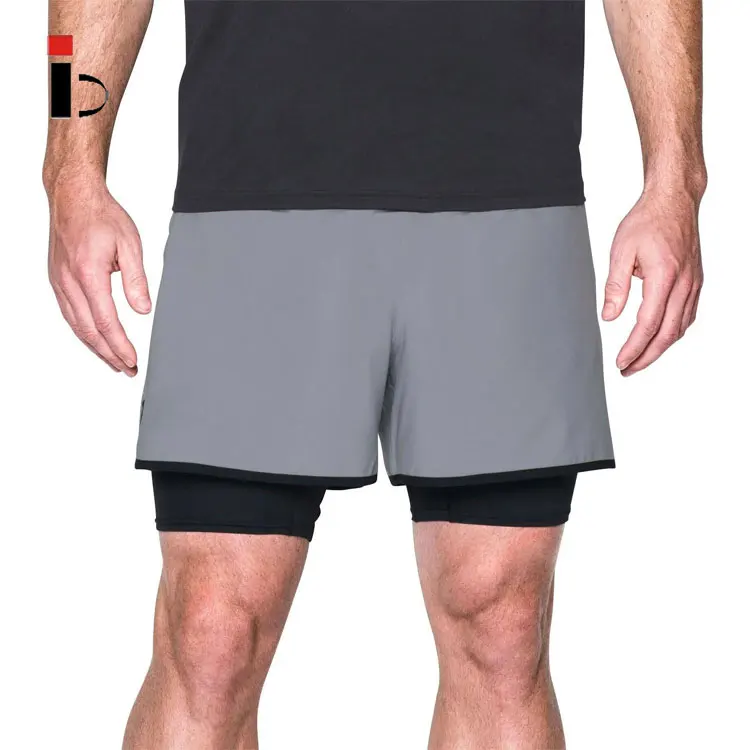2024 Hot sale running shorts way stretch Custom Color gym running Two-in-One Short for men
