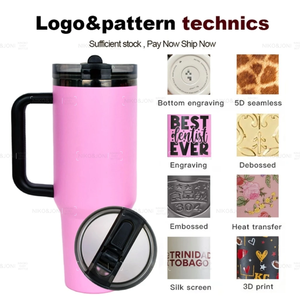 New Design 40oz 1200ml Stainless Steel Flip Straw Messi Pink Goat Tumbler With Leak Proof Flip Straw Lid And Removable Spout