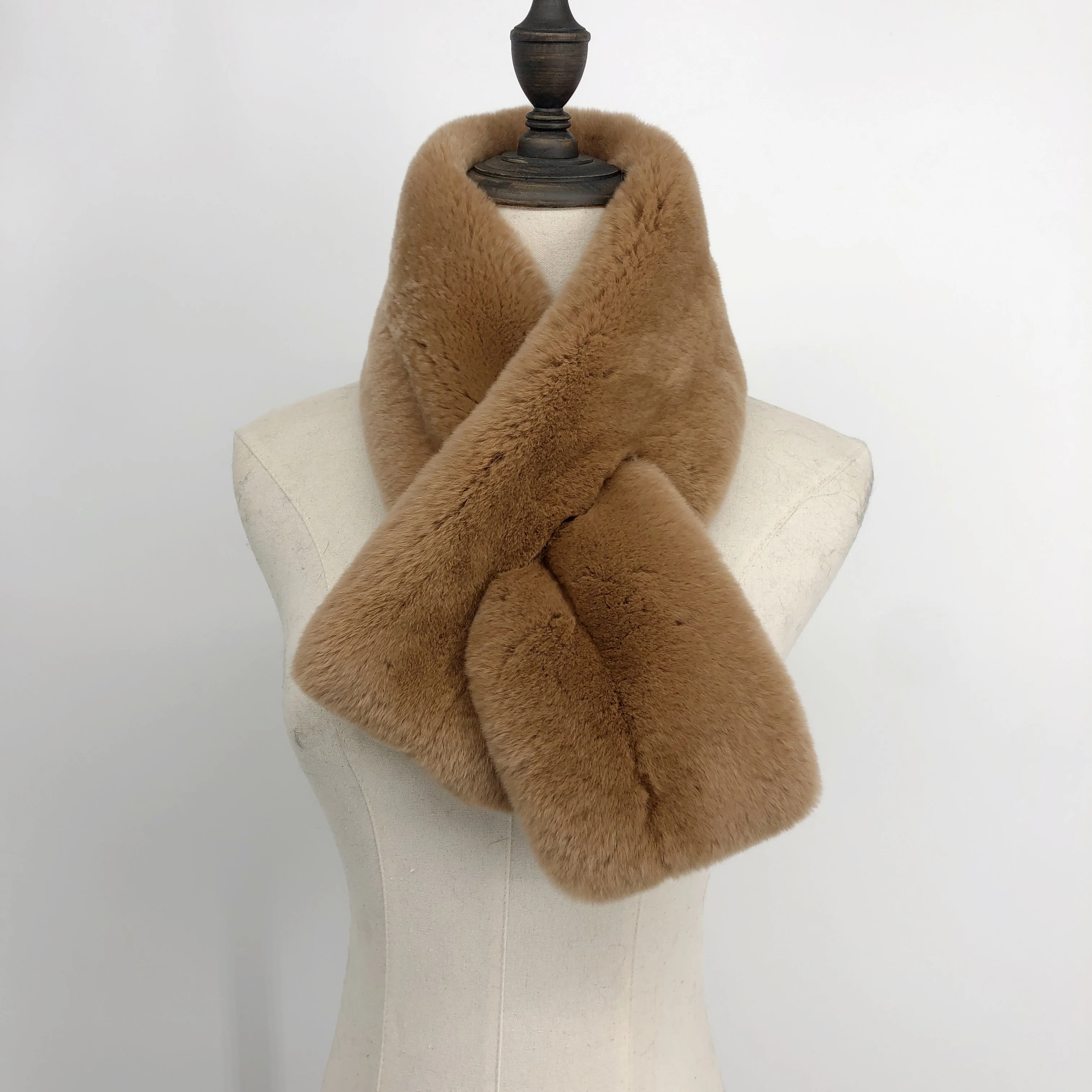 
high quality women fashion factory wholesale real rex rabbit fur scarf in animal fur neck warm fur collar 