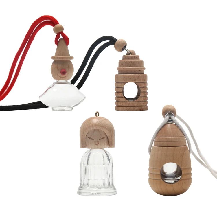 Wholesale 5ml Car Diffuser 8ml 10ml Hanging Perfume Bottle, Frosted Diffuser Hanging Car Perfume Bottle Empty with Wooden Cap#