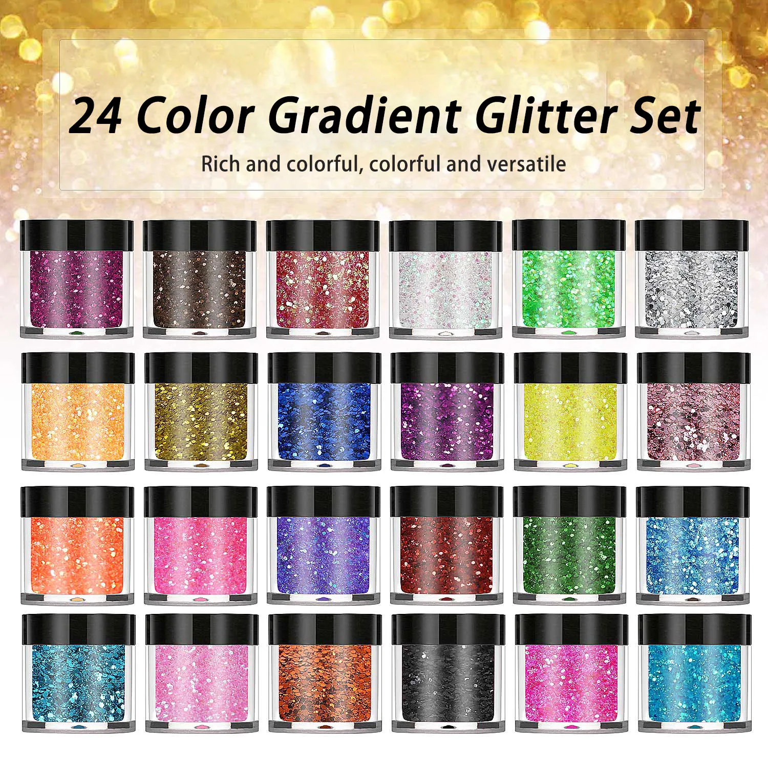 Osbang factory manufacturers 24 colors 10ml Gradient Glitter Color Powder for epoxy resin and UV resin for decoration