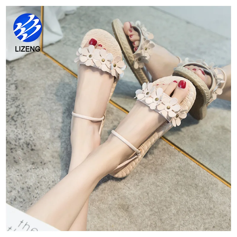 
Women Braided Slingback Flat Sandals Floral Bohemia Slipper Shoes 