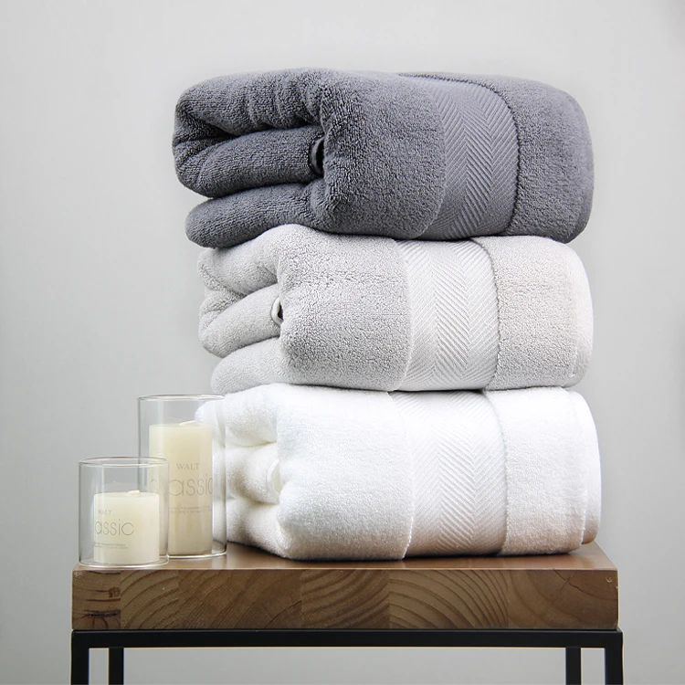 Bath towels fluffy and soft zero twist bamboo cotton linen fabric towelling wash clothes