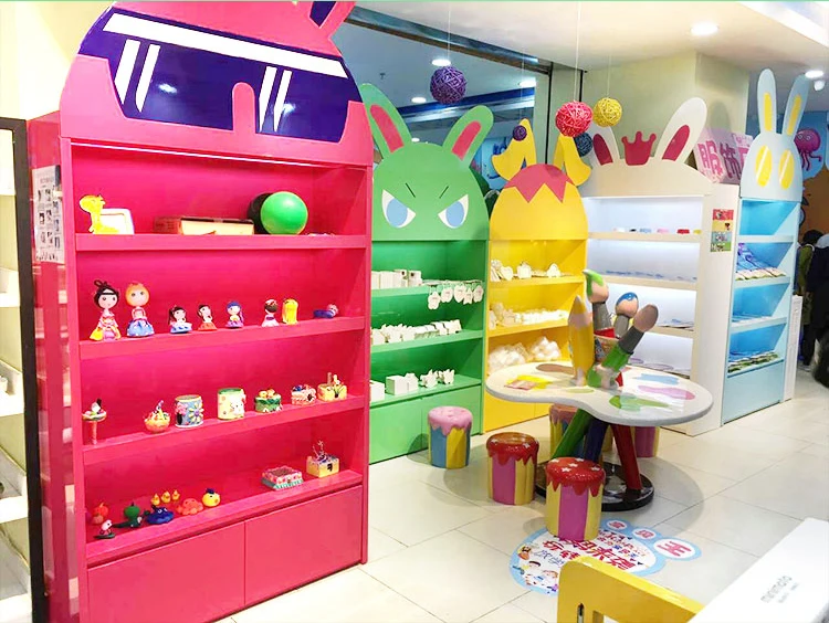 Indoor area high quality wooden display showcase toy storage showcase for children