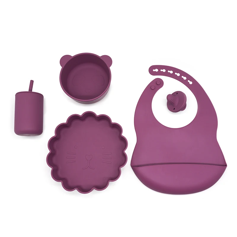 LUCKY Hot Product Easy to Carry Kid Tableware Training Set Silicone Feeding Machine for Babies