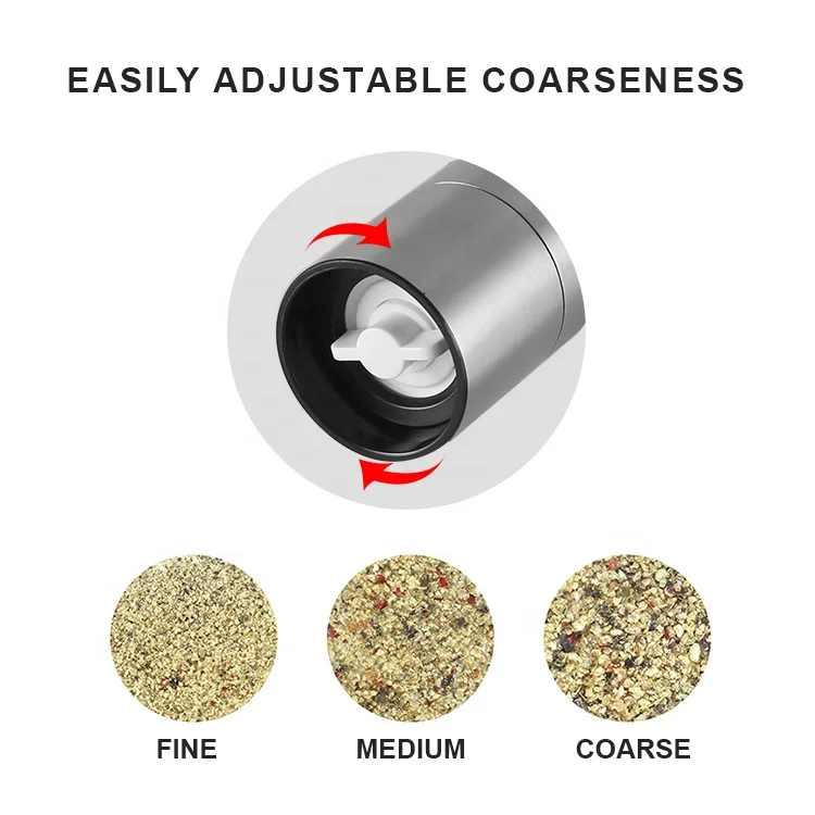70ml Adjustable Glass Salt and Pepper Grinder Ceramic Grinder Core Salt and Pepper Grinder Stainless Steel Spice Mill