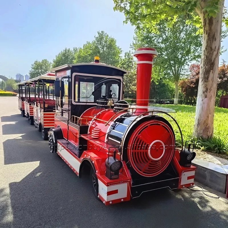 Commercial Rental Classic Retro Steam Sightseeing Train 29 Seats Electric Trackless Train Rides