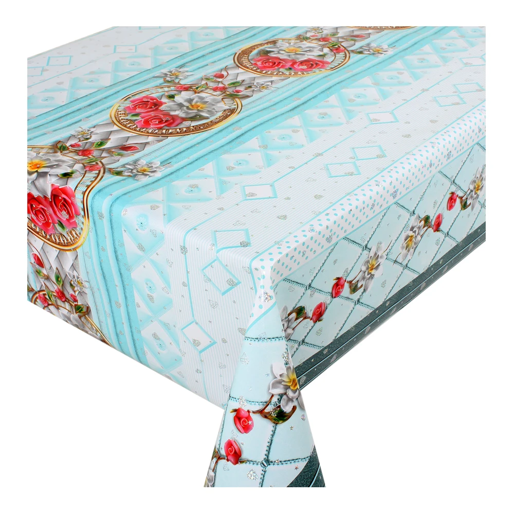 Wholesale luxury high quality gold roll water proof PVC fabric tablecloth in roll