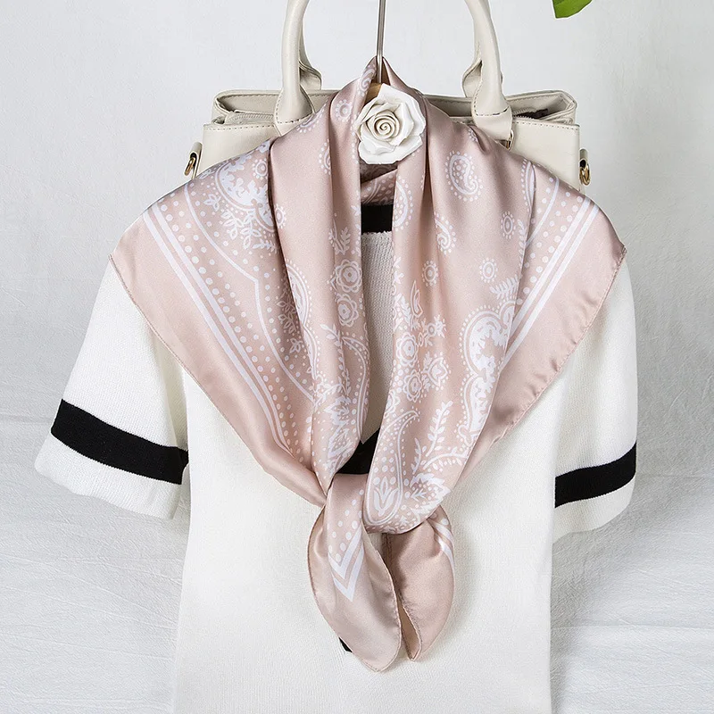 New Real Silk Square Scarves Women Bandana High Quality Printed Foulard Hair Scarves Bag Tie Soft Neckerchief Bandana