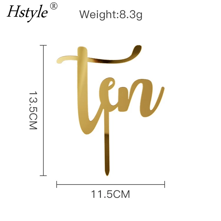 Gold Number Happy Birthday Cake Topper Acrylic Ten Forty Fifty Sixty Seventy Cupcake Topper Birthday Party Cake Decor PQA421