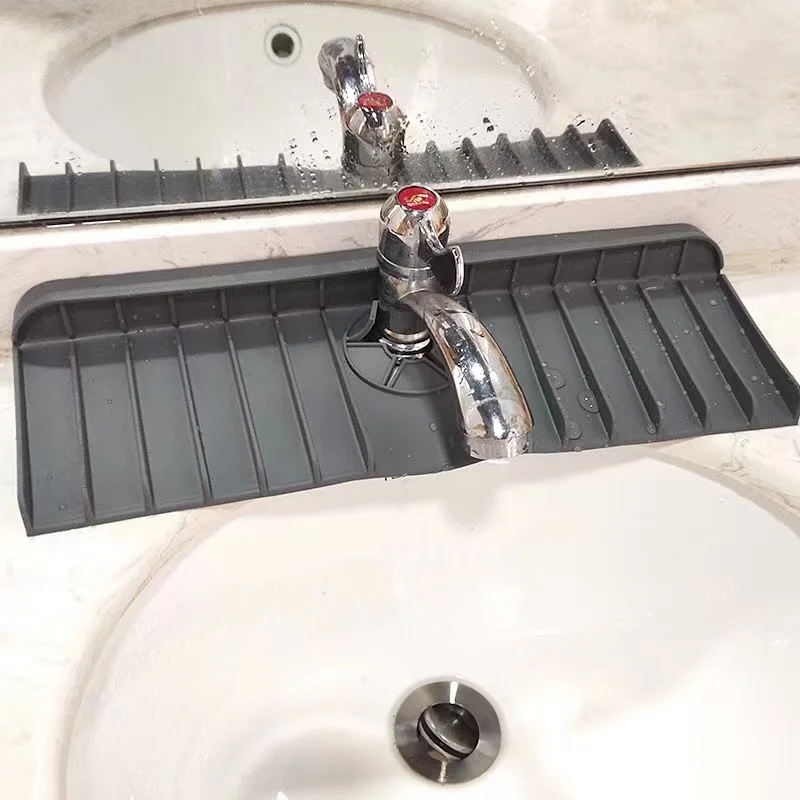 Sink Splash Guard Mat for Kitchen Sink Countertop Protection Faucet Handle Drain Tray for Restroom and RV Kitchen Sink