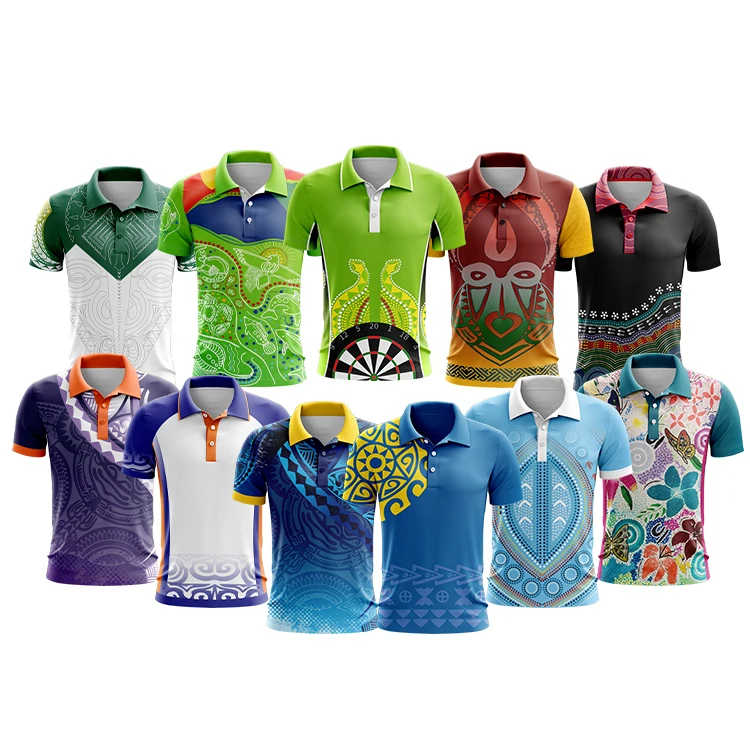Wholesale Indigenous Short Sleeve Polo Shirts Customized Plain Aboriginal Cheap Sublimation Men Polo Shirts 2021
