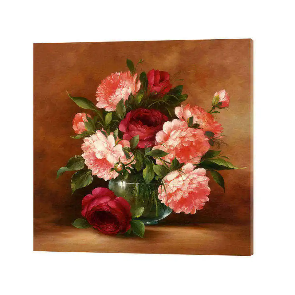 Beautiful Design Still Life Fabric Hand Made Flower Oil Painting  For Wall Decoration