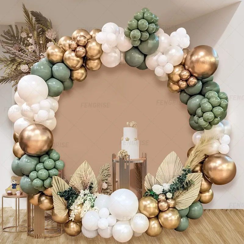 Sage Green Balloon Garland Kit Green White Metallic Gold Latex Balloons Arch Kit For Baby Shower Birthday Party Decorations