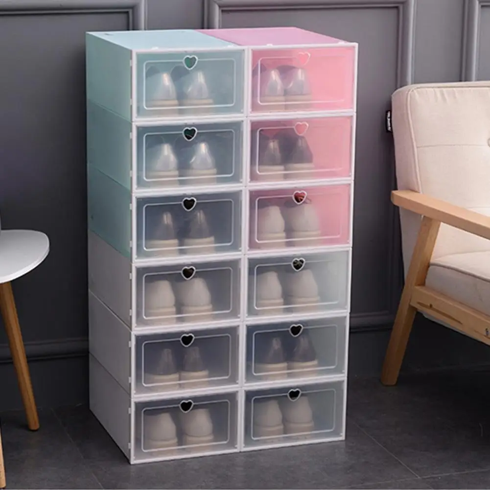 FS303 Hard Plastic Combination Shoe Box Transparent Foldable Shoes Storage Box Stackable Transparent Storage Box High Quality