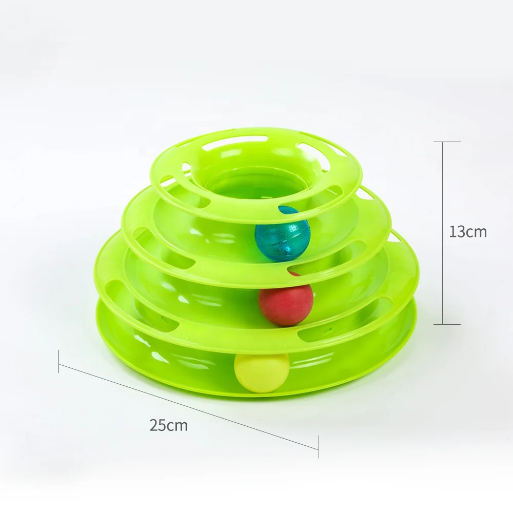 4 Layers Interactive Funny Turntable Crazy Ball Disk Cat Toy Circle Track With Moving Balls For Cat Playing Pet Training Tool