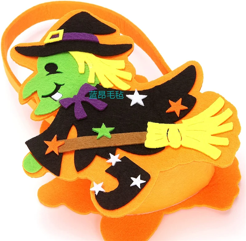 Halloween party decoration trick or treat felt candy tote bags with pumpkin ghost storage basket