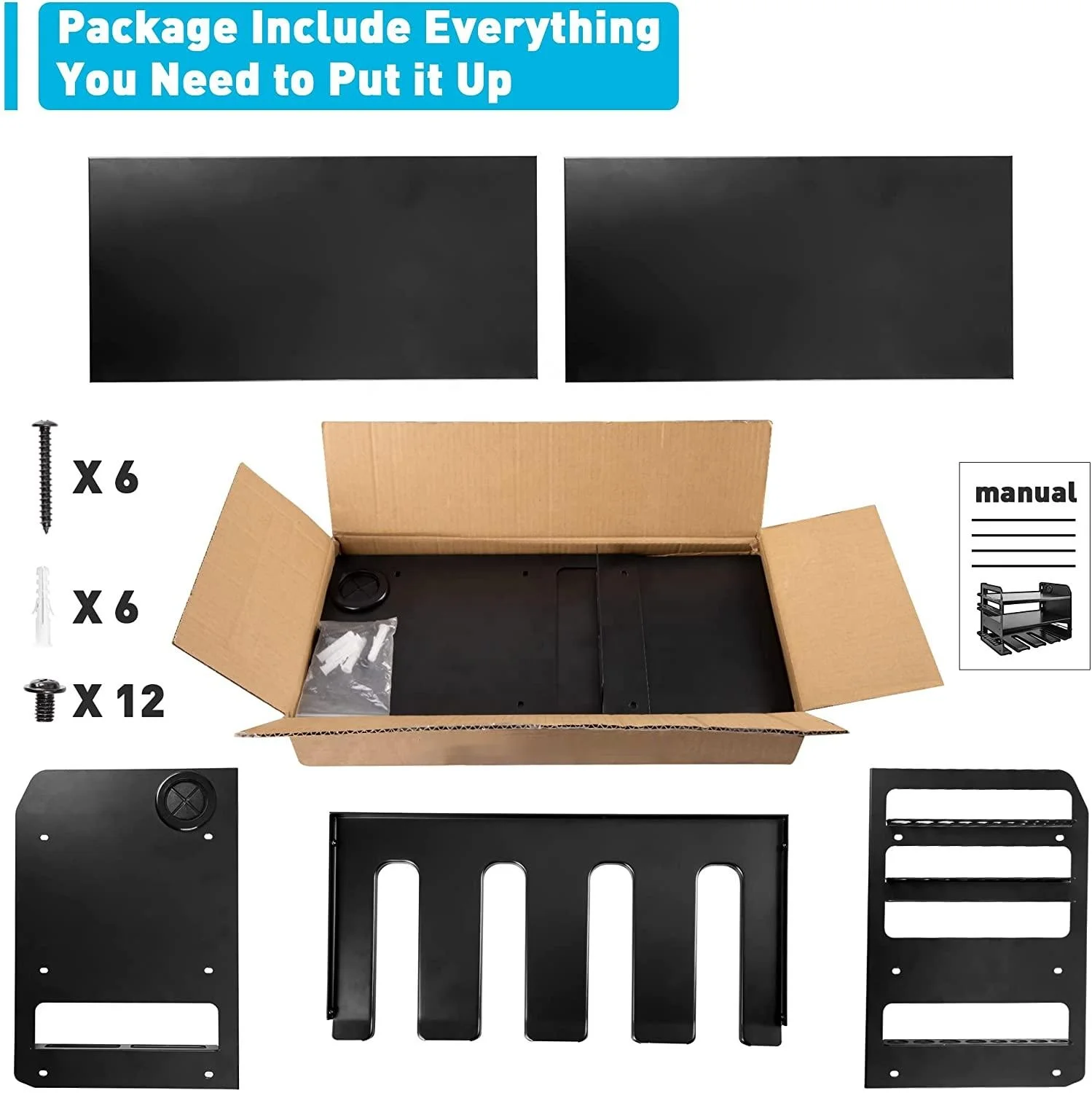 Power Tool Organizer with 5 Drill Rack,Battery Tool Organizer and Storage,Garage Heavy Duty Metal Tool Shelf