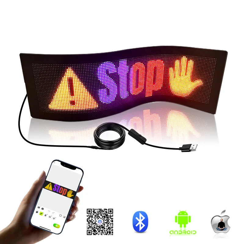 APP control Car LED Flexible Display LED Matrix Pixel Panel Car Rear Window soft LED display Screen led car sign LED car sticker