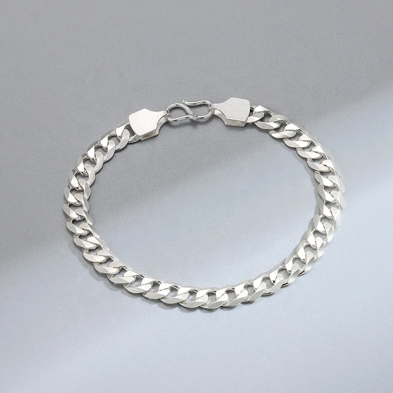 2021 New Trendy Cuban Link Chain Men Bracelet Classic S925 Sterling Silver 4/5/6/7mm Width Bracelet For Men Women Jewelry Gift