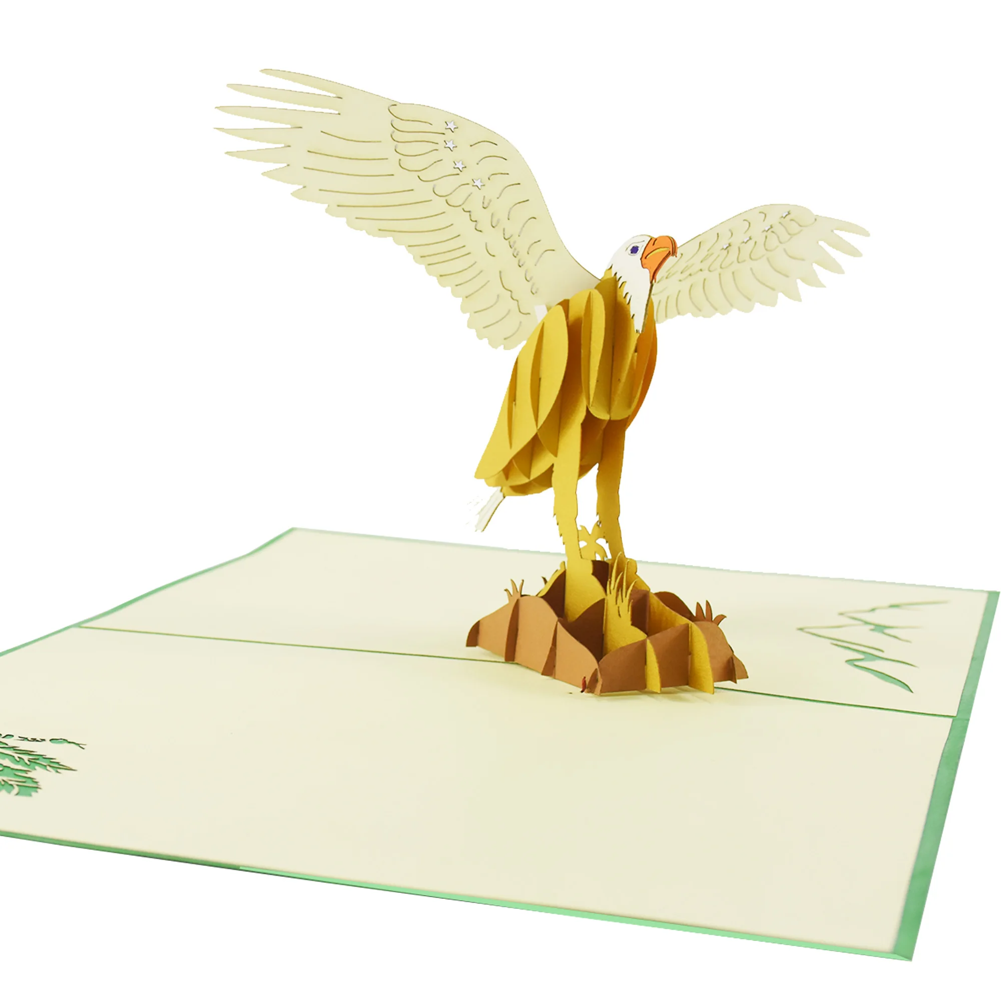 
 3D выдвижная открытка Eagle с уникальным животным, индивидуальный дизайн, оптовая продажа, Вьетнам, ручная работа, лазерная резка, подарок  