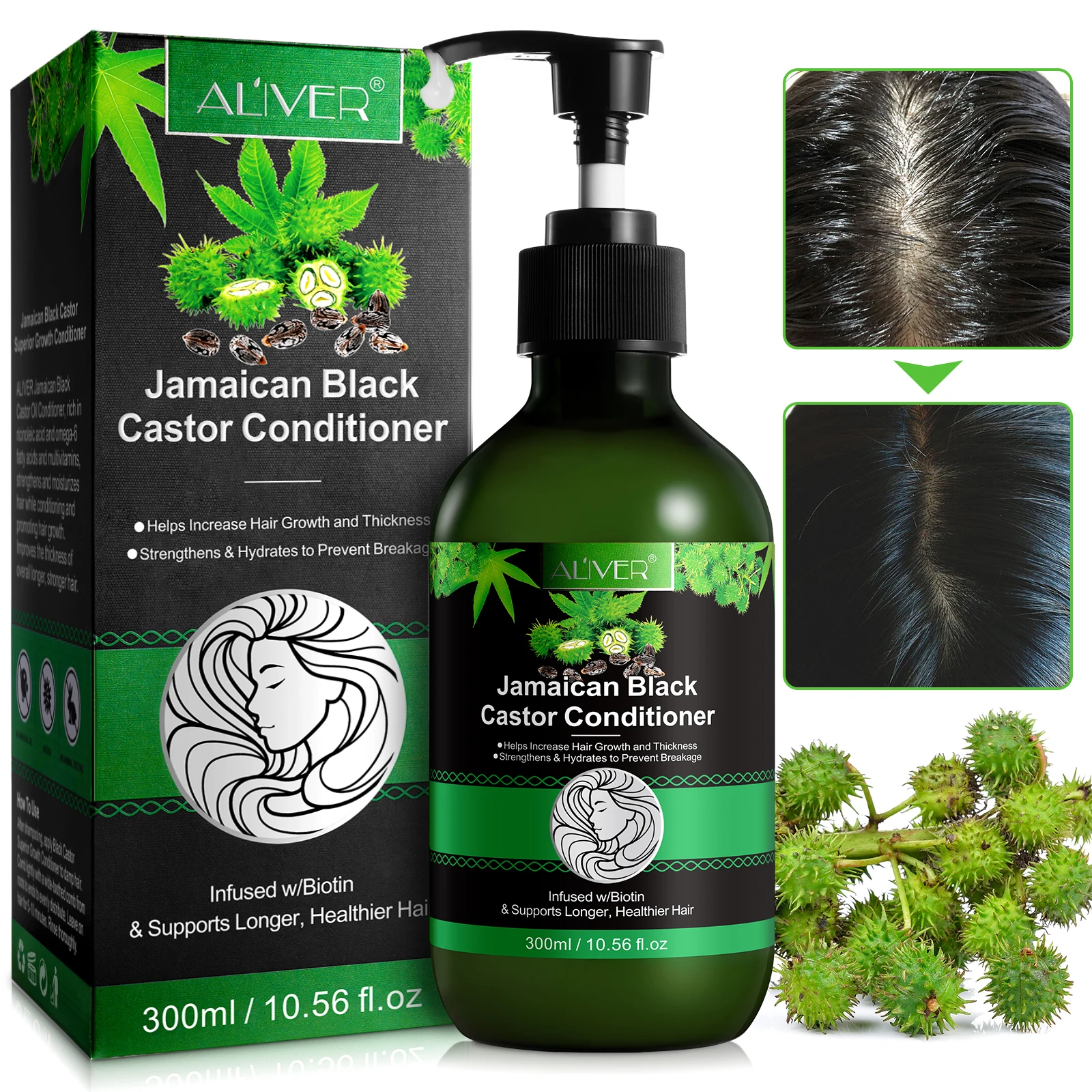 Restore Leave-In Natural Biotin Hair Conditioner No Silicones Jamaican Black Castor Oil Leave In Conditioner 300ml
