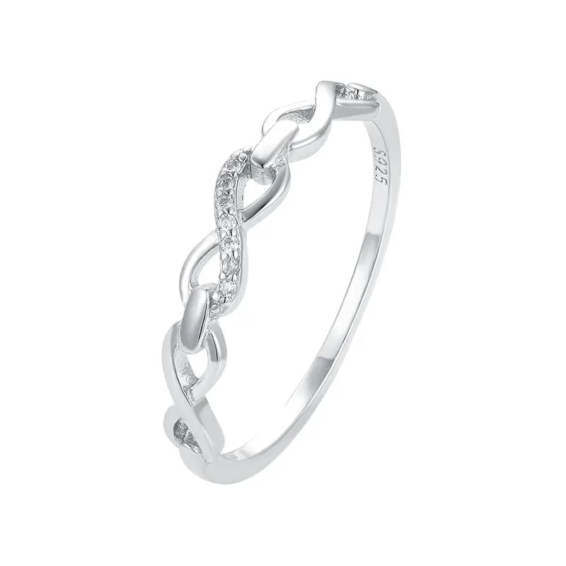 Cheap Minimalist Cute S925 Sterling Silver Ring, Unusual Geometric Design Finger & Pinky Ring For Women