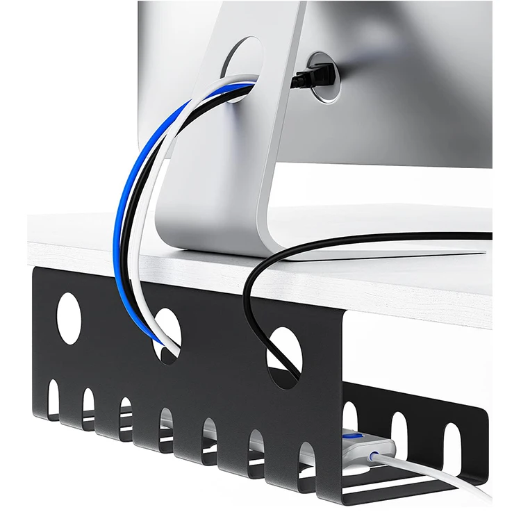 Raceway Wire Tray Basket Home Office Computer Desk Cable Hider PC Cord Organizer Metal Cable Management Tray