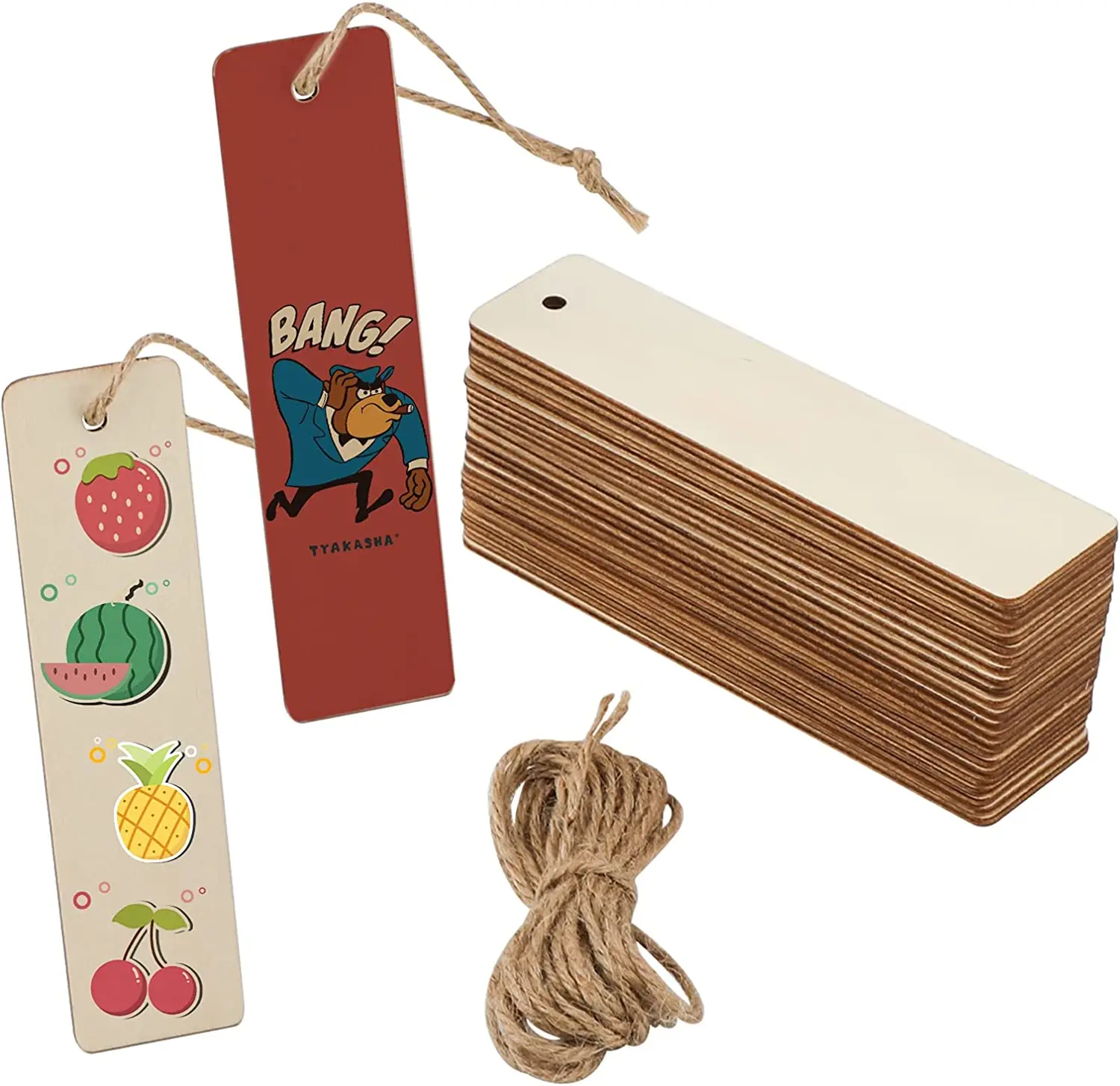 Unfinished Blank Wood Bookmarks Hanging Wooden Gift Tags with Holes for Books Christmas Wedding Birthday DIY Cards