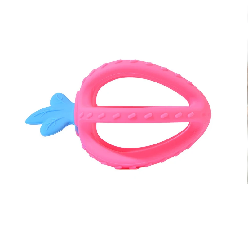 Food Grade Bpa Free Soft Baby Chew Teething Toy Strawberry Shape Baby Teether Toys