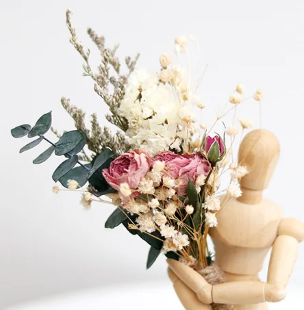 Mini flower bouquetDried flowersAeoniumsSmall giftsMultihead roses Bubbles Mixed boutonnieresFinished real flowers Corsages