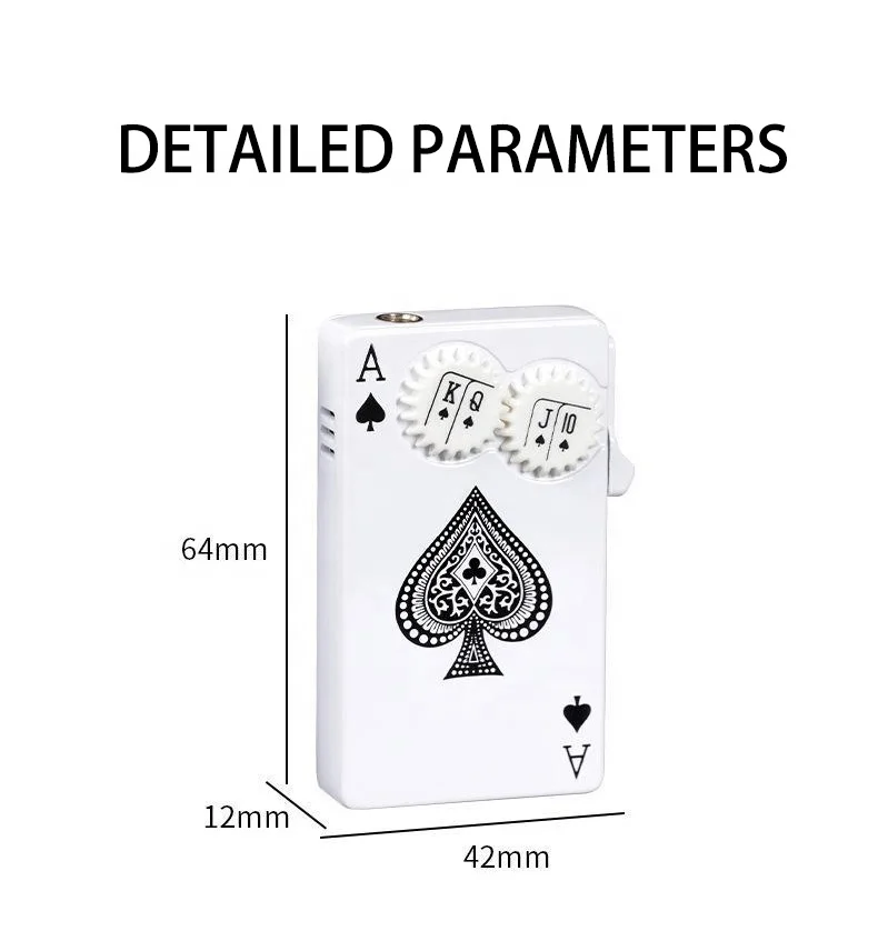 Creative Windproof Poker Green Flame Lighter Metal Lighter Rotatable Gear Luminous Playing Card Lighter