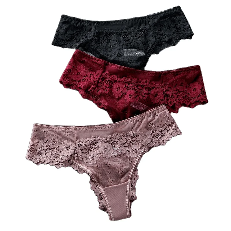 wholesale European lace thong female traceless temptation sexy girl underwear T pants transparent net gauze ladies T thongs