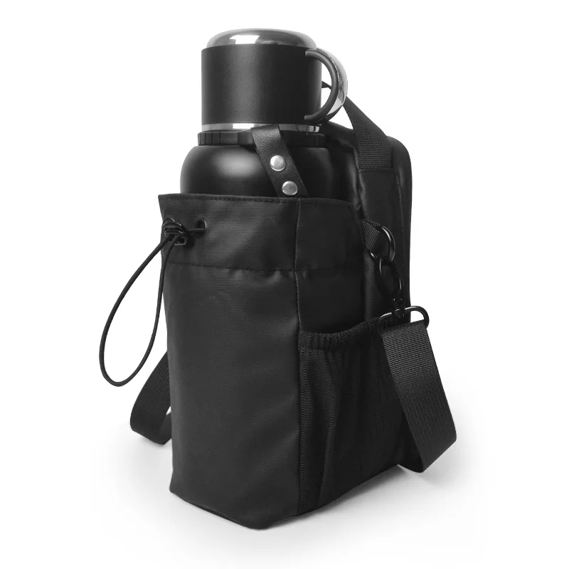 Custom logo waterproof nylon zipper magnet phone crossbody pouch fitness 40oz water bottle holder magnetic gym bag with strap
