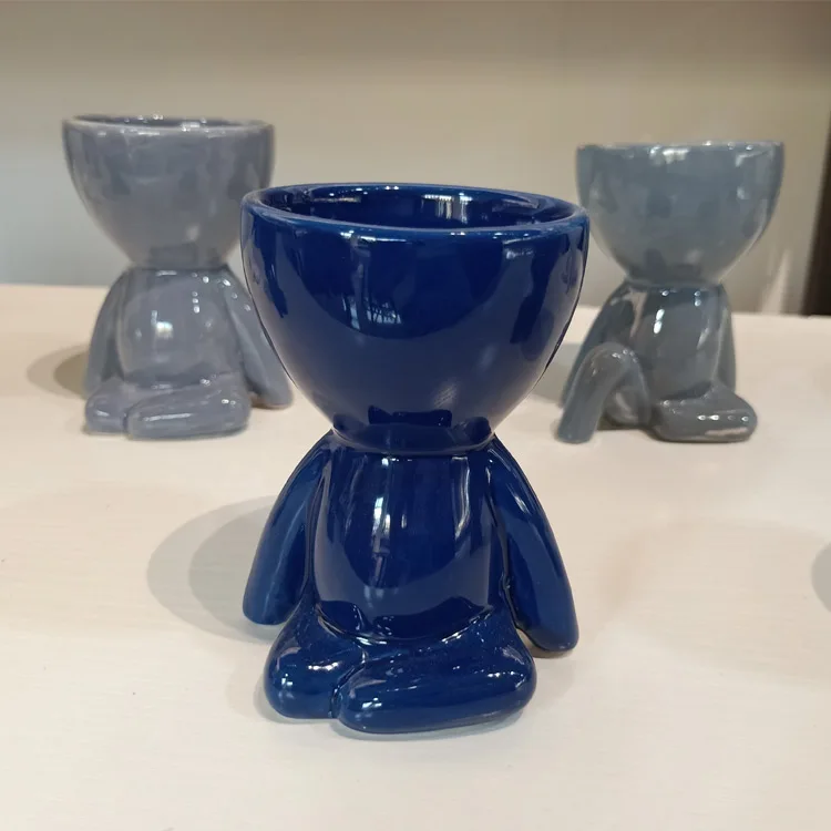 2022 Sun Room Mini Plant Planters Desktop Indoor Home Decoration Ceramic Human Shaped Ceramic Succulent Flower Pot