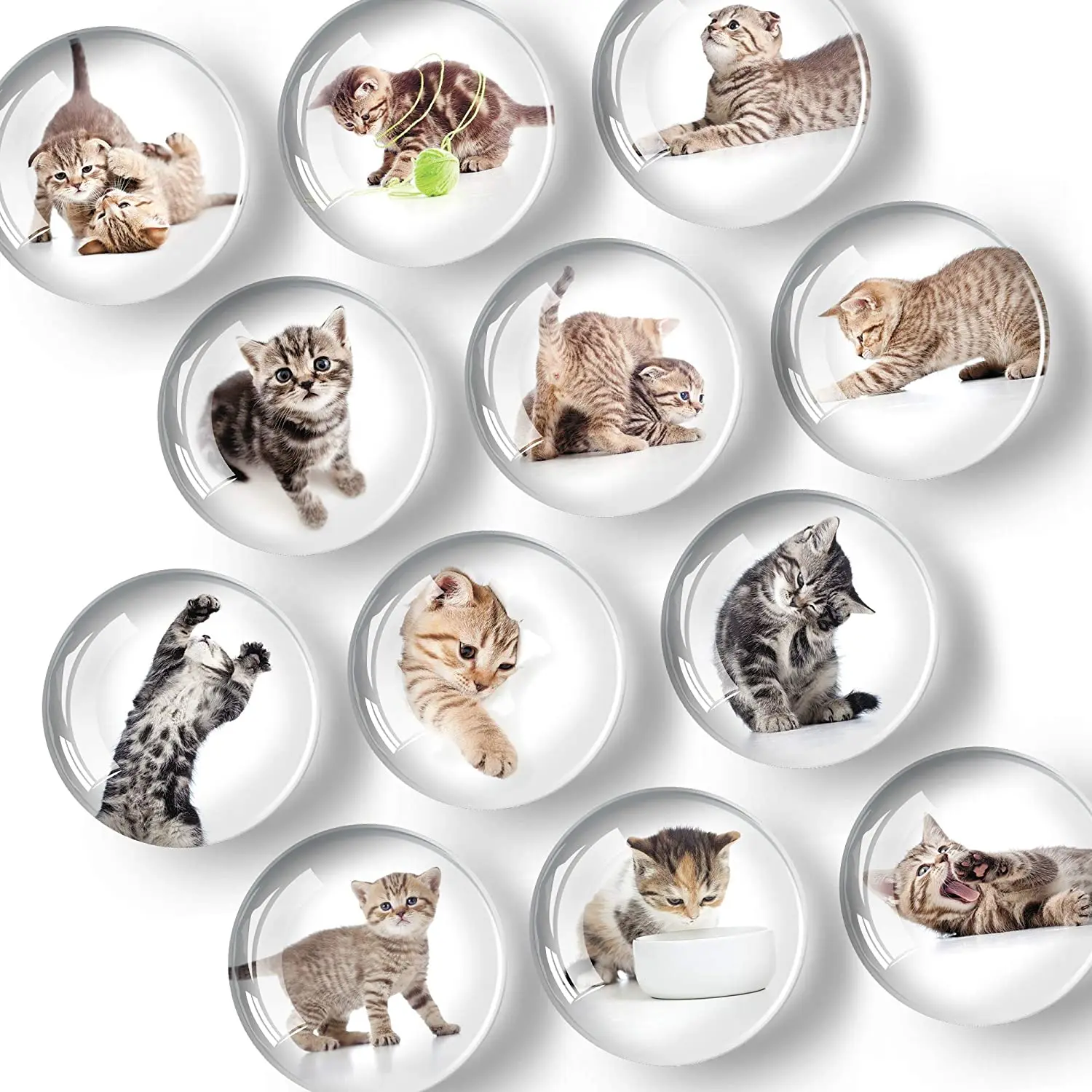 PVC Strong Magnetic Refrigerator Magnet Imanes Para Refrigerador Sticker Decoration Office Round Cat Glass Fridge Magnet