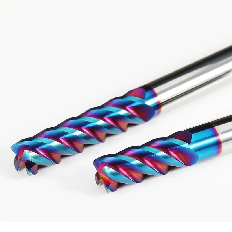 CNC carbide milling cutter HRC65 4F rainbow coating corner radius tungsten carbide end mill for steel