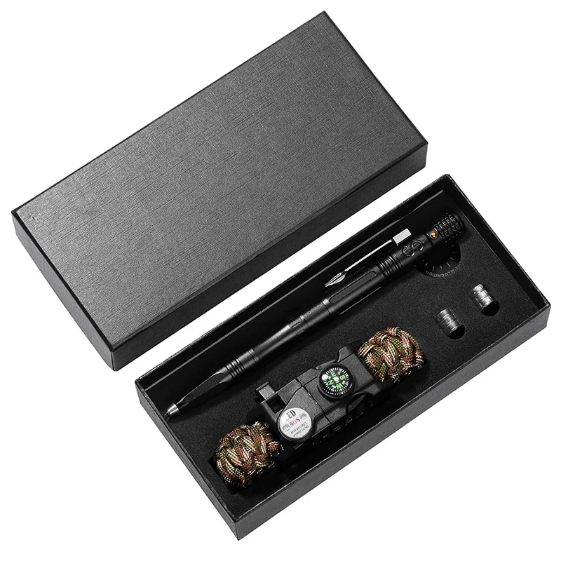 Multifunction Tungsten steel head Tactical Pen Self Defense Tool Outdoor Survival Pen with Bracelet