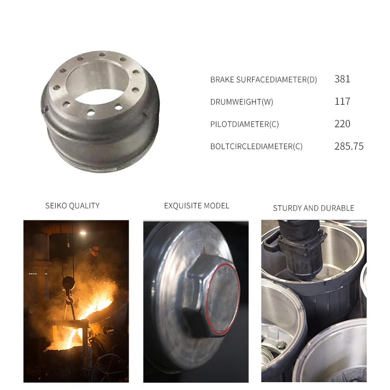 High Quality 3721AX Semi Trailer Heavy Duty Truck Brake Drums Wheel Hub Tambor del freno