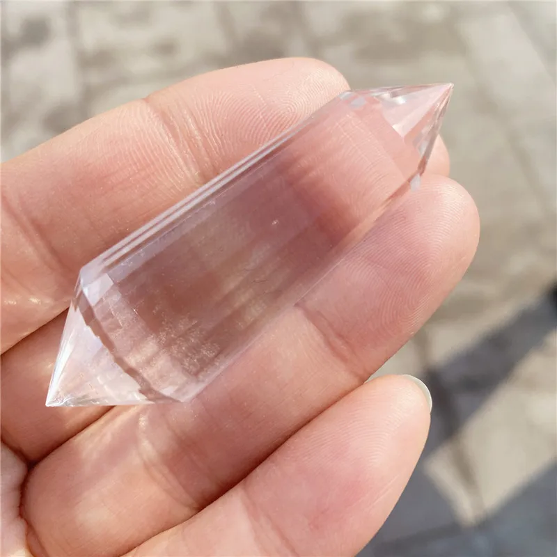 
Wholesale High Quality Healing 24 Faceted Clear Quartz Double Point White Crystal Wand For Decoration 