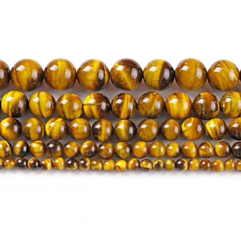 Wholesale natural gemstone beads 6mm to 20mm smooth round loose brown tiger eye beads for DIY jewelry making