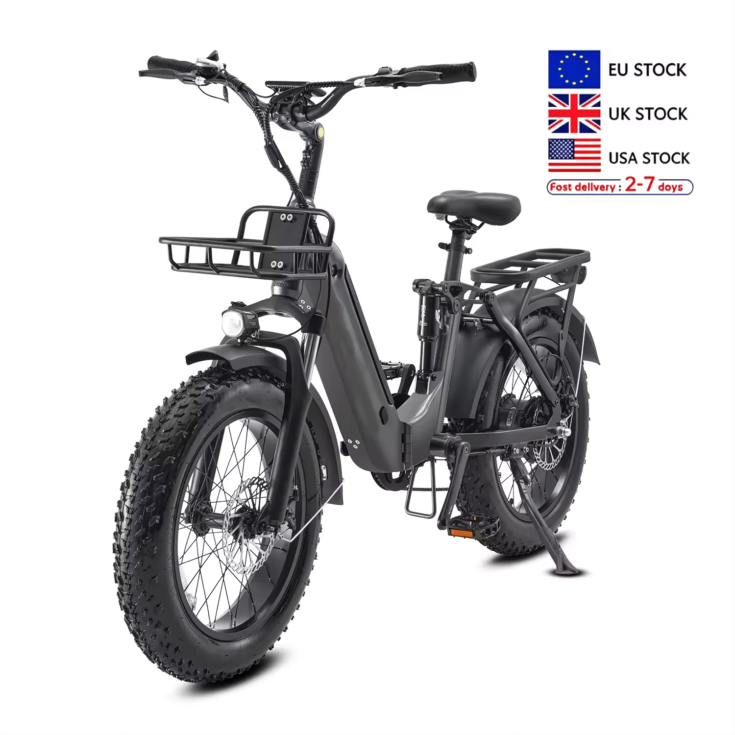 USA Warehouse Factory Direct Folding 750w Fat Tire E Bike 48V 20 Inch Family Food Delivery Electric Bike