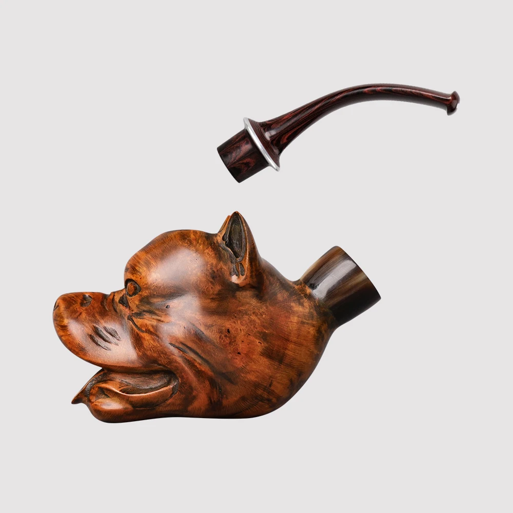 MUXIANG personalized fashion dog design high grade material briar wooden smoking tobacco pipe