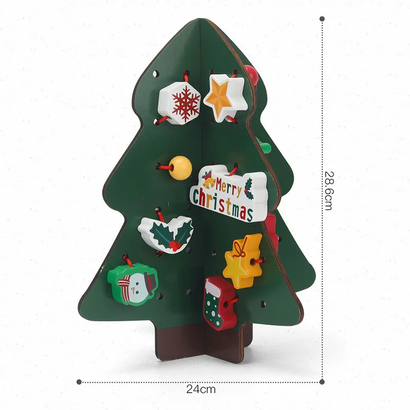 Montessori Early Educational children educational toys wooden Christmas tree beaded game Christmas gift beaded toy for kids