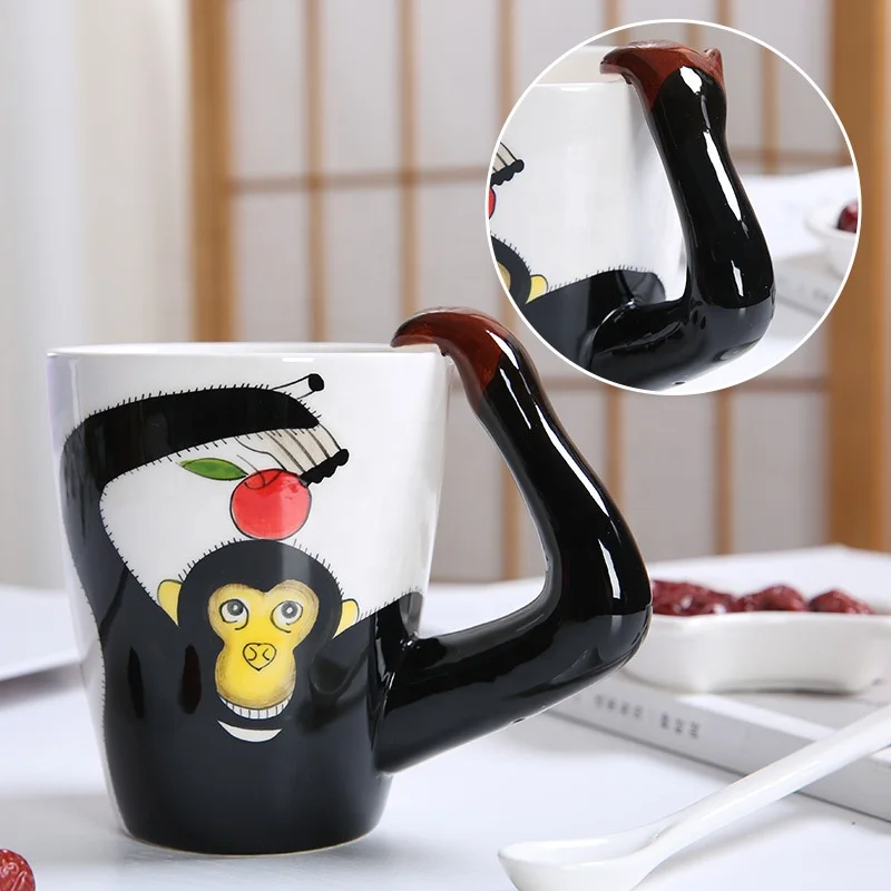 Novelty 3d cute animal design goat sheep pattern 3d animal ceramic water coffee milk cup for baby and child