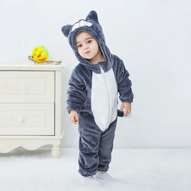 TONWHAR wholesale customized kids halloween costume children flannel jumpsuit baby overalls