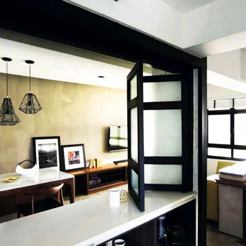 Commercial Bi Fold Up Windows Outward Vertical Folding Black Aluminium Doors Window