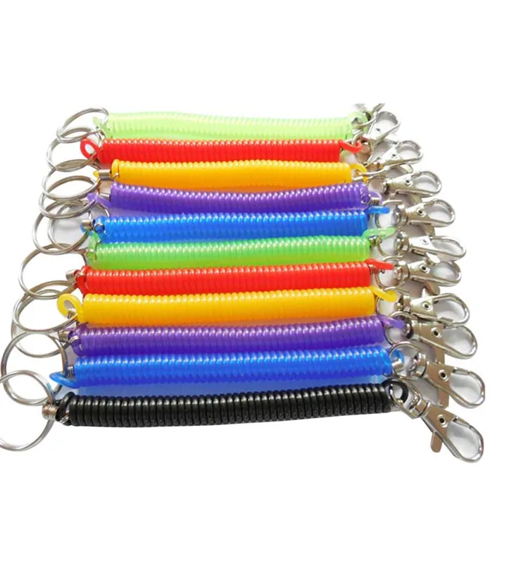 Цветной Шнур-катушка, брелок-держатель, шнурок, выдвижная пружина-катушка, Спиральный шнур-ремешок, шнур для предотвращения потери ключа