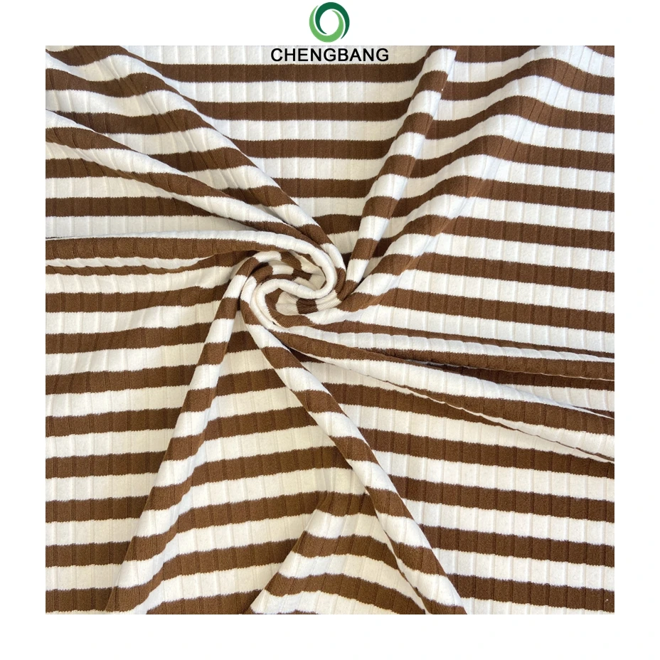 Fabric Factory Wholesale Polyester Rayon Spandex Waffle Stripe Knit Fabric for Sport wear Tops