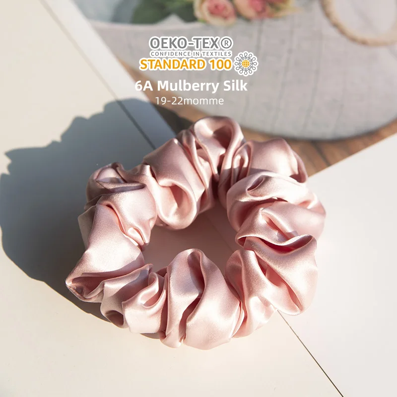22mm 100% Real Mulberry Silk Skinny Soft Hair Ties Highest Quality Silk 6A TOP  Accessaries Silk Scrunchies